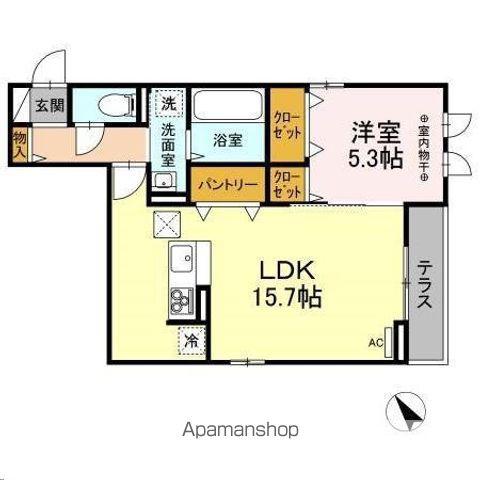 ル プティシャトー広瀬橋(1LDK/1階)の間取り写真