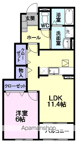 カルチェ・ド・モエI(1LDK/1階)の間取り写真