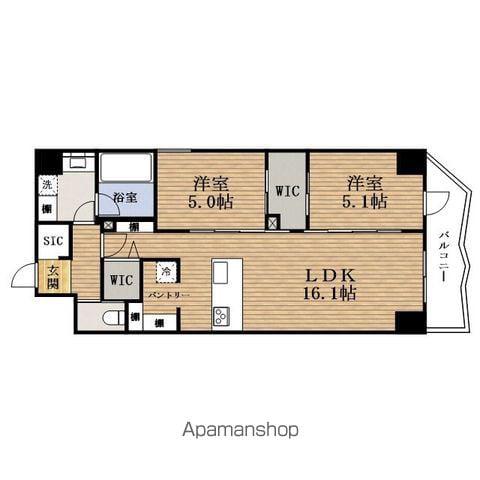 COMFORIA LIV 谷町4丁目(2LDK/8階)の間取り写真