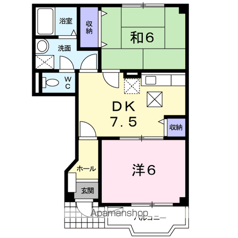 グランエトワールB(2DK/1階)の間取り写真
