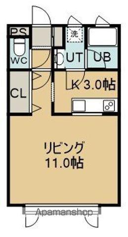 アースヒル北美原B(1K/1階)の間取り写真