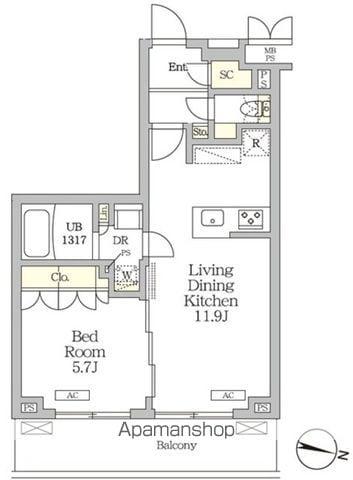 ミレーネ滝野川(1LDK/3階)の間取り写真