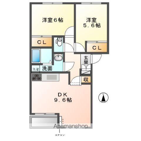 コンフォースⅢ(2DK/1階)の間取り写真