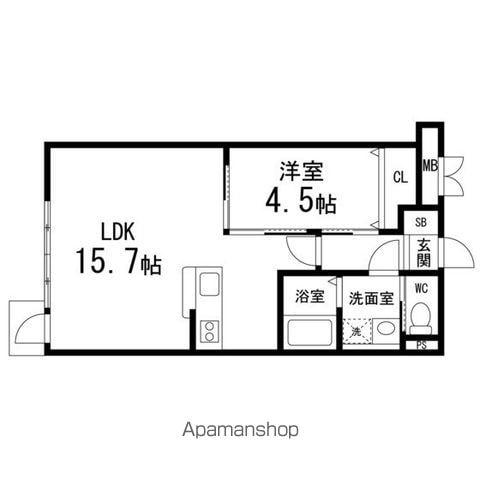 ARRIVARE仙台東(1LDK/1階)の間取り写真