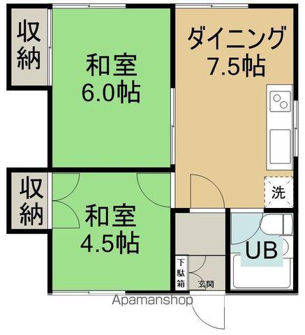 ふじ荘(2DK/2階)の間取り写真