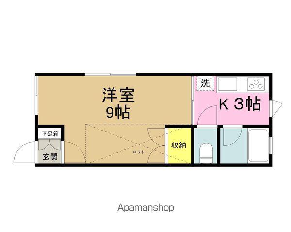 ルーブル湊高台(1K/2階)の間取り写真