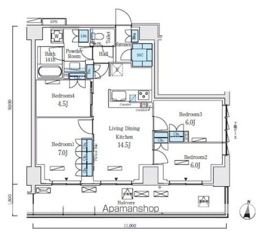 ロイヤルパークス赤羽ノース(4LDK/3階)の間取り写真