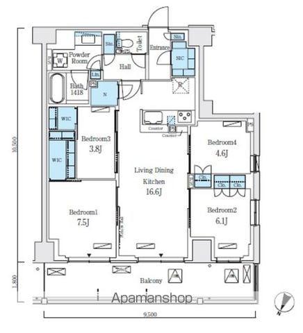ロイヤルパークス赤羽ノース(4LDK/9階)の間取り写真