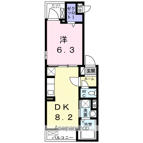 リベルテF・皐月(1LDK/2階)の間取り写真