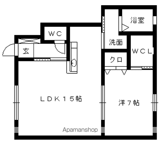 カノン飯倉(1LDK/1階)の間取り写真
