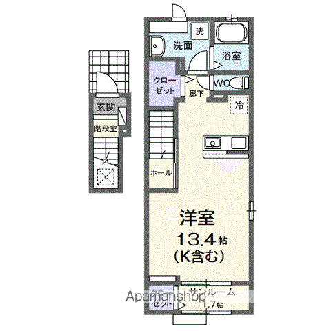 東海道本線 静岡駅 バス乗車時間：19分 宮竹バス停で下車 徒歩3分 2階建 築2年(ワンルーム/2階)の間取り写真