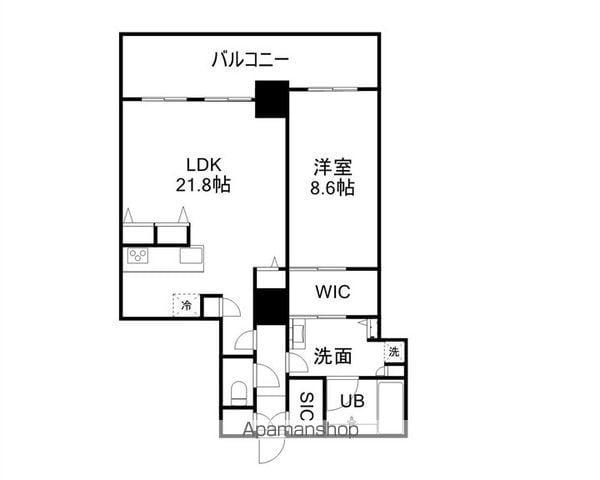 RYUX TOWER THE イースト(1LDK/15階)の間取り写真