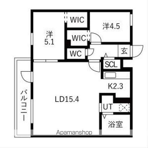 TS COURT ウエスト13読みティーエスコートウエスト1(2LDK/3階)の間取り写真