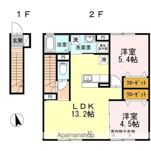 SOLEIL茂森町(2LDK/2階)の間取り写真