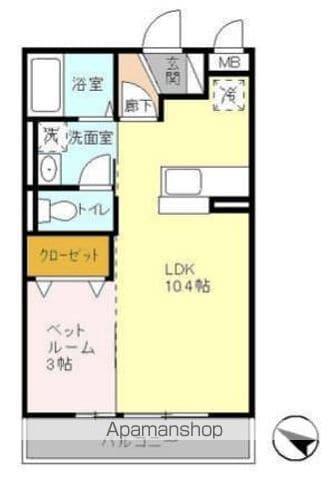 ハーベスト・コート(1LDK/3階)の間取り写真