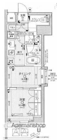 日神デュオステージ新宿若松町(1DK/10階)の間取り写真
