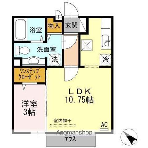 ブリエヴェール都(1LDK/1階)の間取り写真