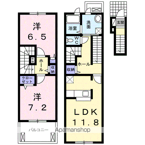 プリムローズHB(2LDK/2階)の間取り写真