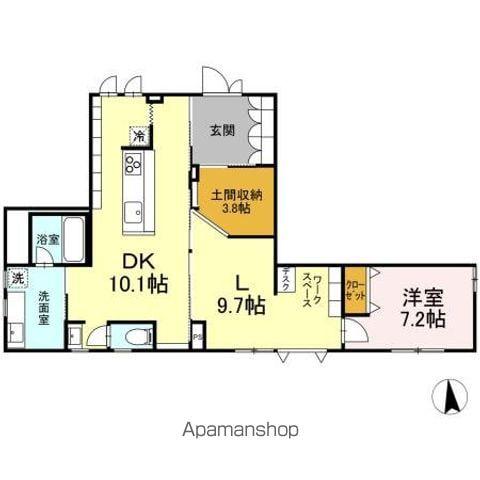 グランドソレーユ MON REFUGE(1LDK/1階)の間取り写真