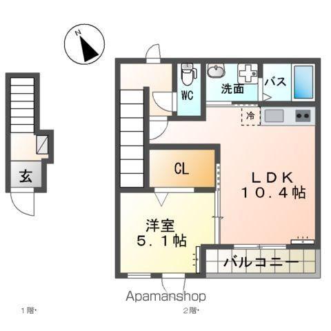 グランバレーⅡ(1LDK/2階)の間取り写真
