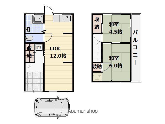 広島電鉄江波線 舟入南駅 徒歩12分 2階建 築62年(2LDK)の間取り写真