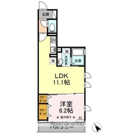 BLAU FORST(1LDK/3階)の間取り写真