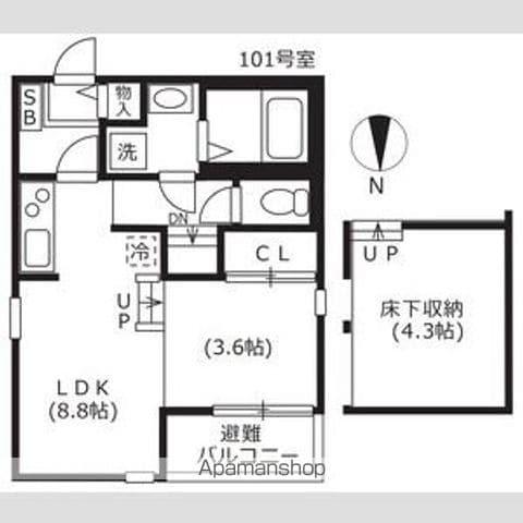 ヒュッゲ(1LDK/1階)の間取り写真