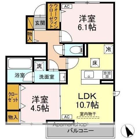 ルガーセグーロ LUGARSEGURO(2LDK/1階)の間取り写真