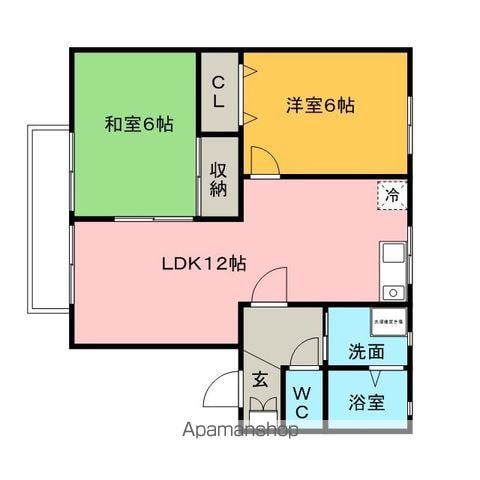 アーバンライフ津福(2LDK/1階)の間取り写真