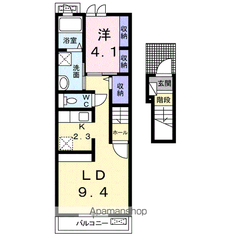 フォンス(1LDK/2階)の間取り写真