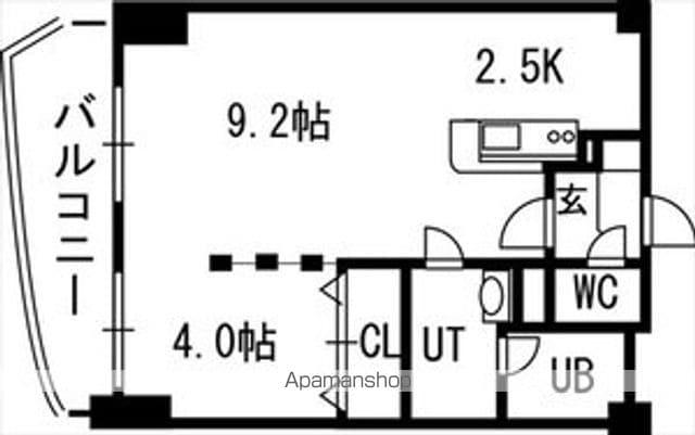 グランカーサ永山公園通ウエスト(1LDK/10階)の間取り写真