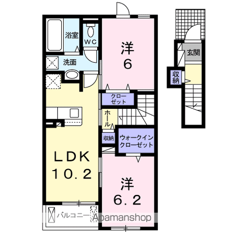 モデルヌ・シス(2LDK/2階)の間取り写真