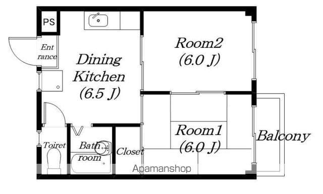 ミヤハイツ林田(2DK/3階)の間取り写真