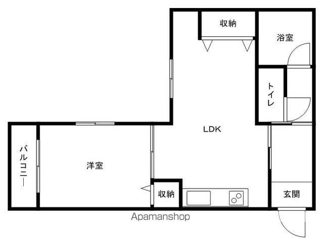 サザンブライト末広(1LDK/4階)の間取り写真