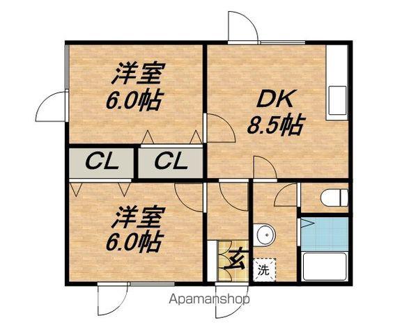 ピースフルⅢ(2LDK/2階)の間取り写真