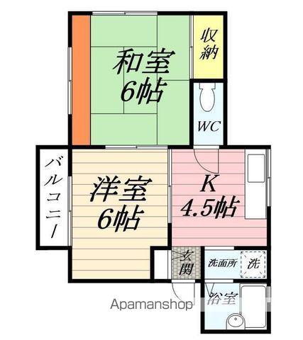 フォンテーヌ(2K/2階)の間取り写真