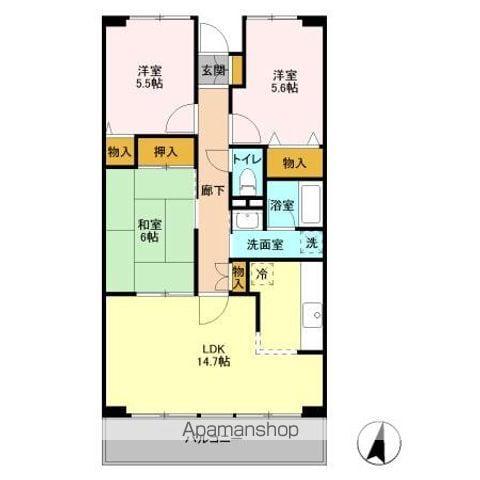 ルーチェ緑が丘A棟(3LDK/1階)の間取り写真