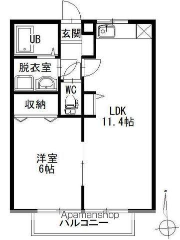 ローズマリー(1LDK/1階)の間取り写真