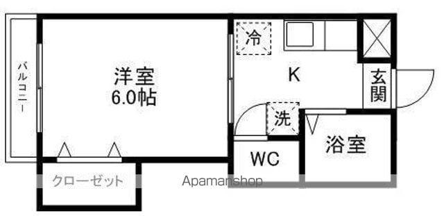 ピースフル一番町駅南(1K/1階)の間取り写真