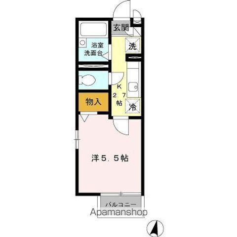 クレスト西戸部(1K/2階)の間取り写真