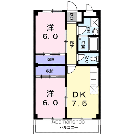シェレーヌ(2DK/3階)の間取り写真