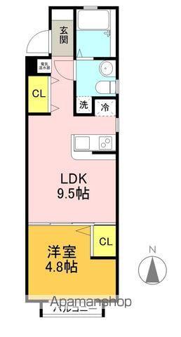 レジデンスマーブルⅡ号館(1LDK/2階)の間取り写真