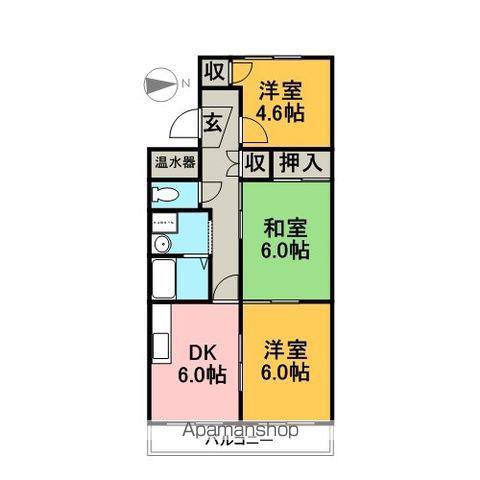 Mグランデ安永(3DK/1階)の間取り写真