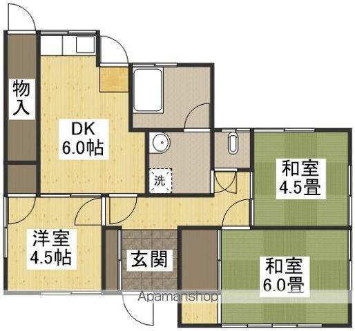 山陽本線 高島駅(岡山) 徒歩9分 1階建 築62年(3DK)の間取り写真