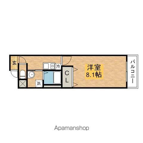 ドミールときめき坂(1K/2階)の間取り写真