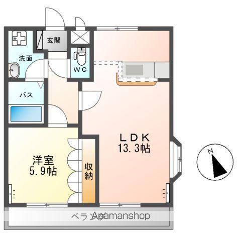 ASUNARO(1LDK/2階)の間取り写真