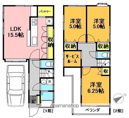 小田急電鉄小田原線 千歳船橋駅 徒歩7分 2階建 築42年(3SLDK)の間取り写真