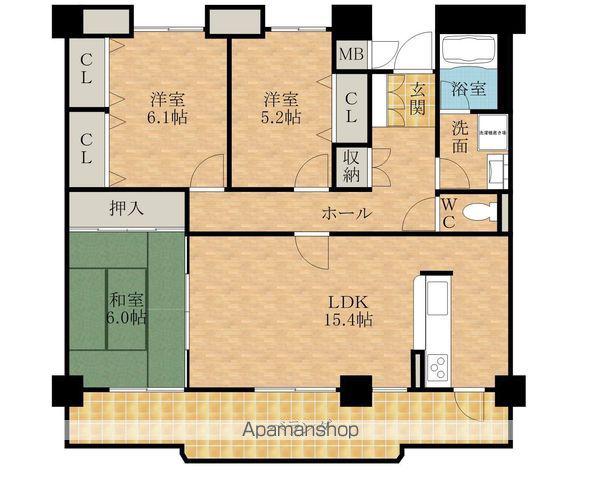 CASA PORTO岸和田(3LDK/7階)の間取り写真