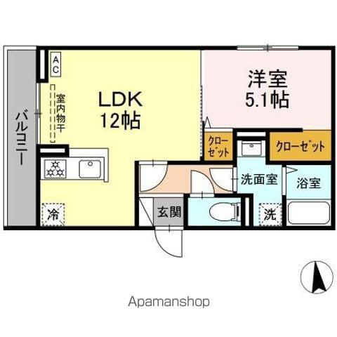 トリシア吉田(1LDK/2階)の間取り写真