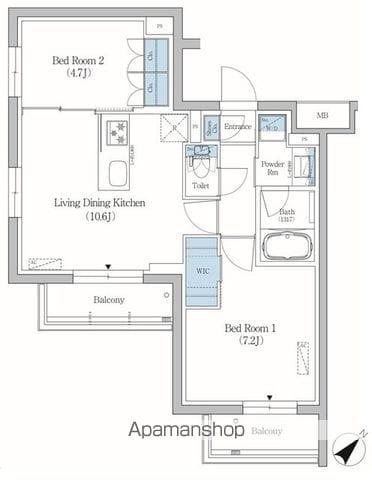 プライムブリス品川旗の台(2LDK/3階)の間取り写真